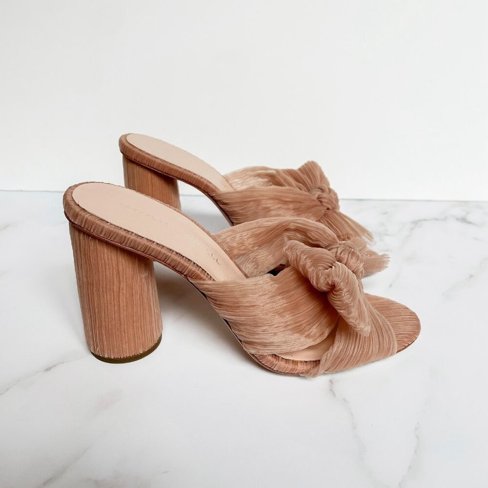 Leoffler Randall Penny Pleasted Bow Heels in Blush Pink Sz 7